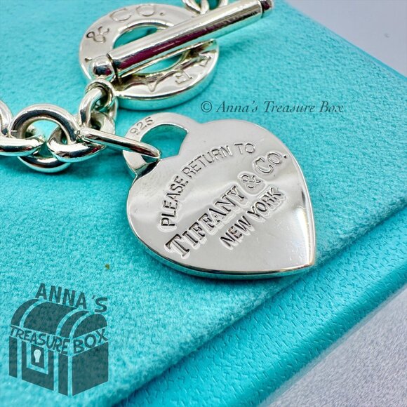 Tiffany & Co. 925 Silver MED RTT Heart Tag Toggle 8.5" Bracelet (pouch) - Picture 3 of 8